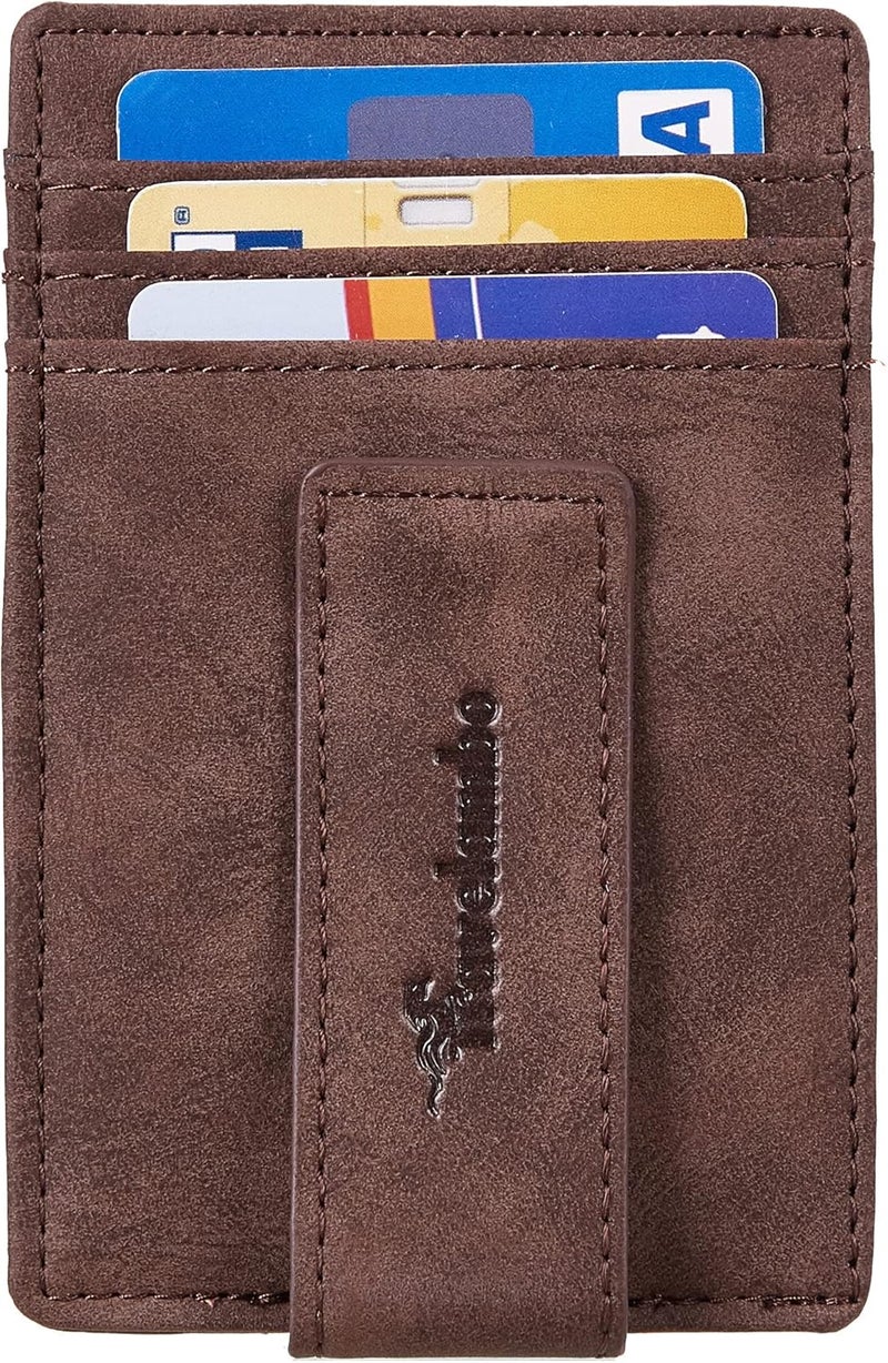 Travelambo Money Clip for Men Magnetic Front Pocket Wallet Slim Wallet Minimalist Card Holder RFID Blocking (Coffee) - Image 4